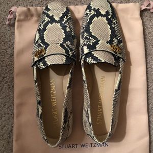 Stuart Weitzman snake print loafers